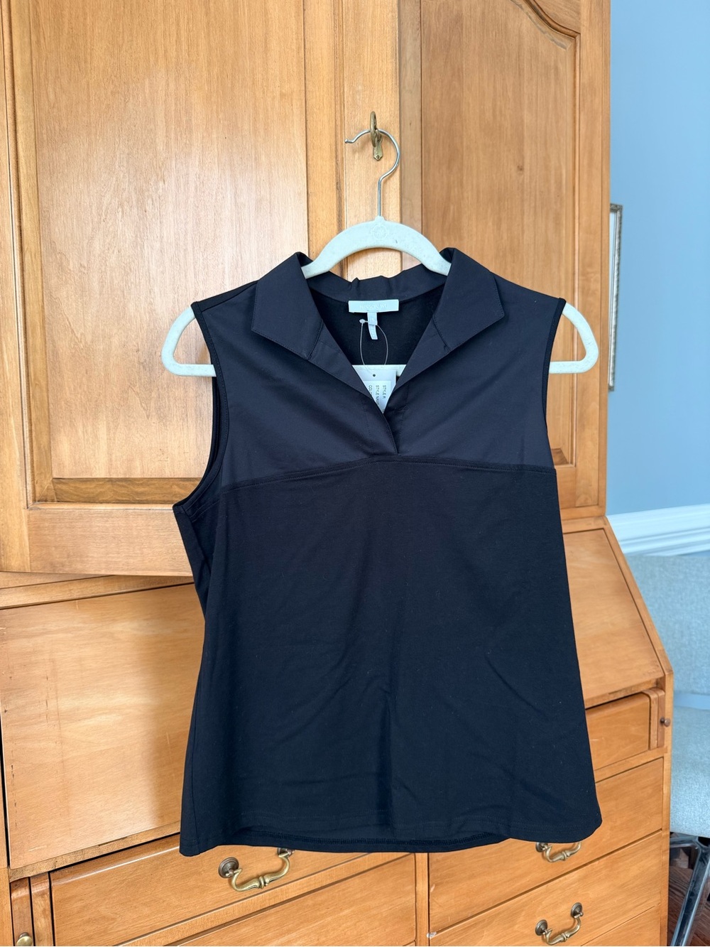 Hinson Wu Emma Black Sleeveless Collared Foundation Layer Top S NWT